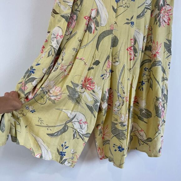 Vintage 80s Patrizia’s Mondi Yellow Floral Bermuda 18 Linen Germany Lagenlook - Picture 2 of 15